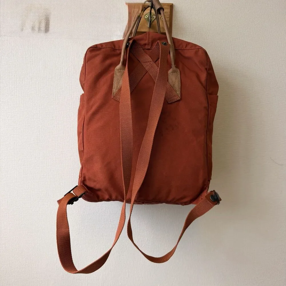 Fjallraven Kanken No. 2 G-1000 Burnt Orange Backpack Leather Handles Bag